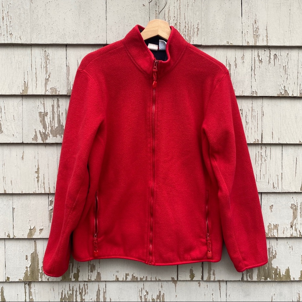 Unisex Red Full Zipper Fleece